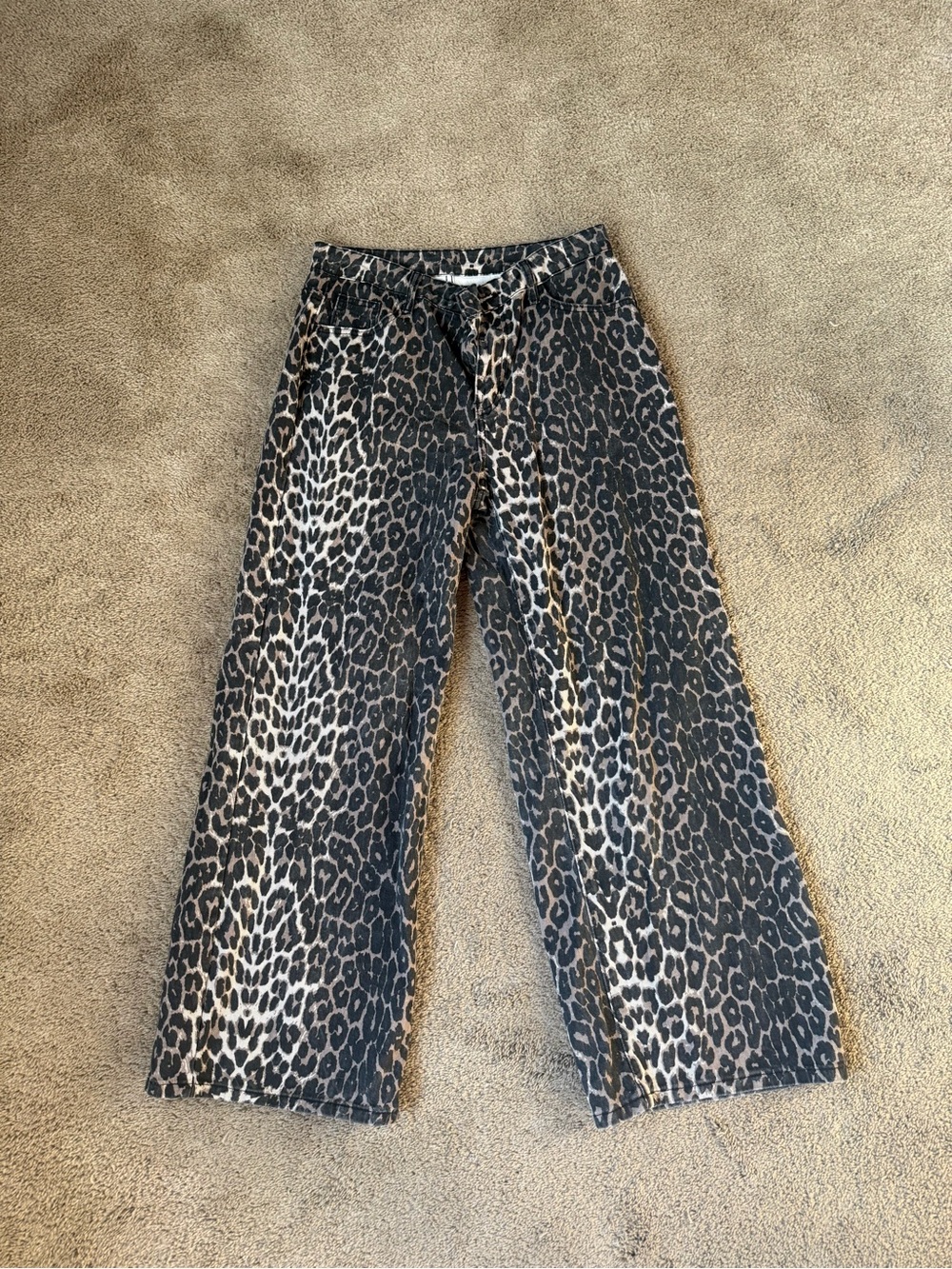 Kids Leopard Print Wide-Leg Pants - Black & Brown